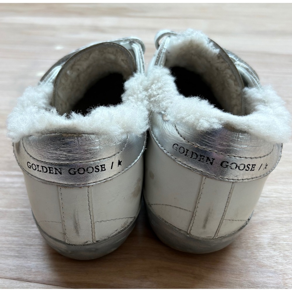 Golden Goose Old School Leather Glitter Star Sneakers Shearling Women's 36 US 6 - Picture 2 of 10